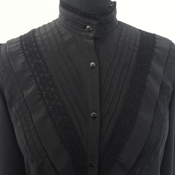 Vintage Victorian HighNeck Puff Sleeve Lace Blouse - Picture 3 of 12